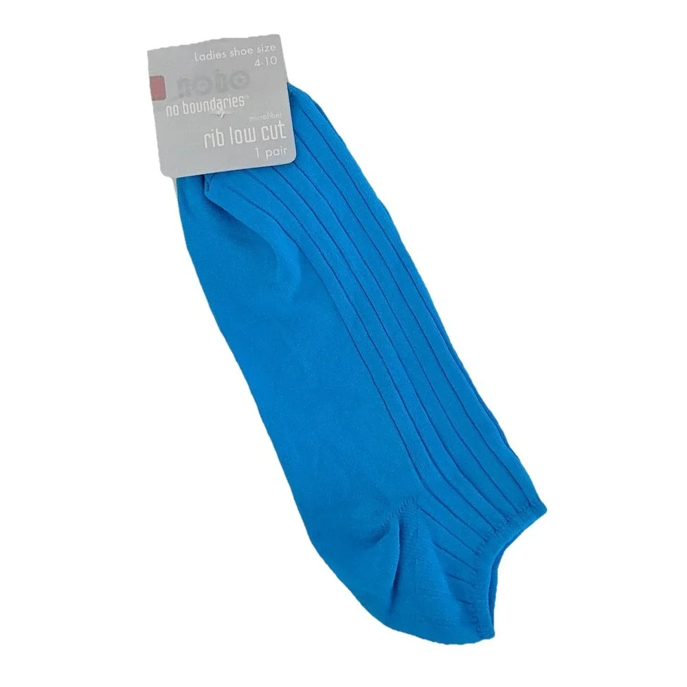 Vintage 90s No Boundaries‎ Socks Women's 4-10 Blue Rib Low Cut NEW